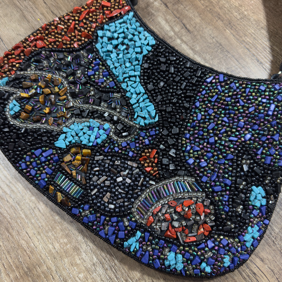 Chico's Gaya Women's Multicolor Beaded Gemstone Designer Shoulder Bag - One Size - Picture 4 of 12